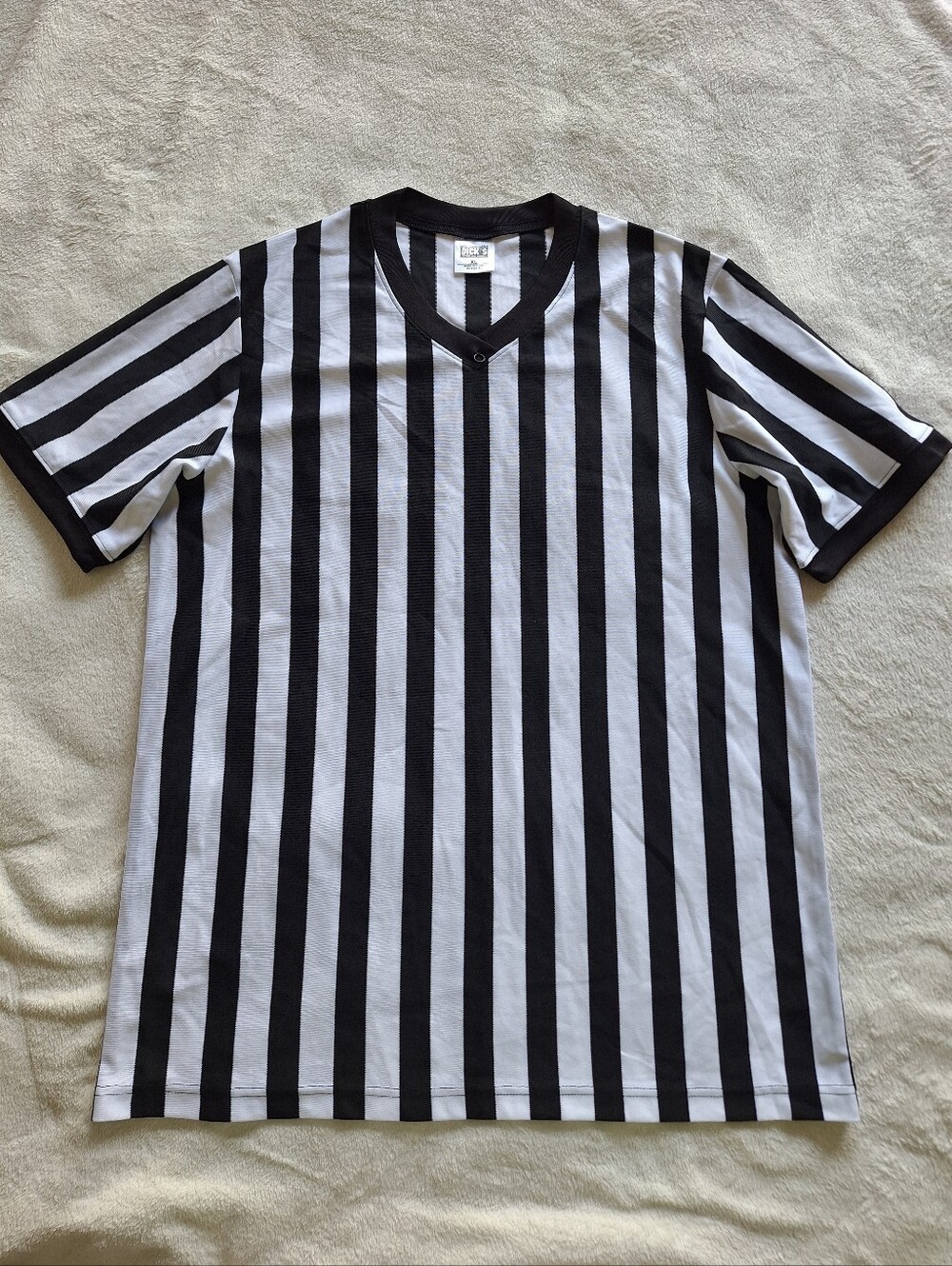 Dick's Sporting Goods Striped Referee Shirt V-Neck Umpire Jersey Mens XL